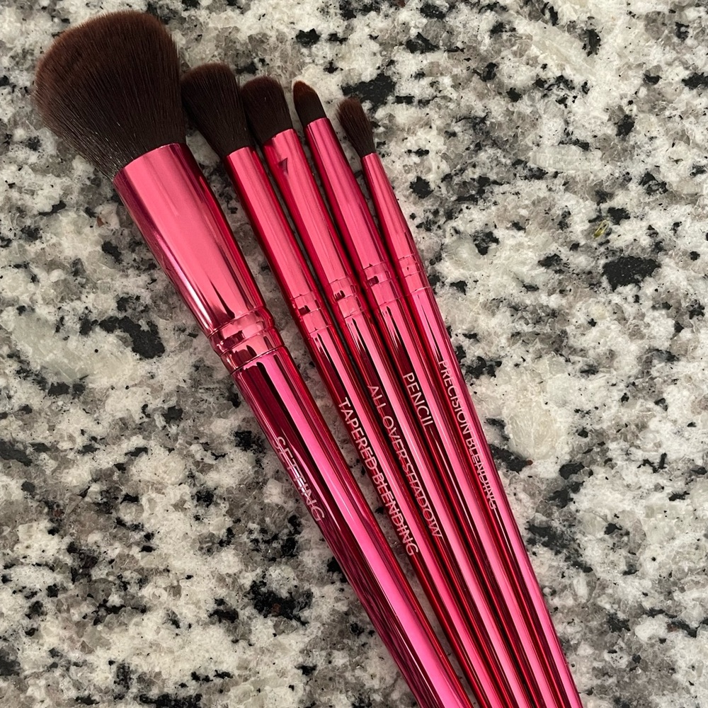 Shaina B. Miami Set of 5 Pink Metallic Makeup Brushes